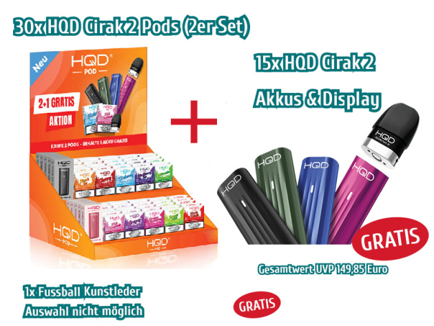 Aktion M Cirak 2 - 30x Pods (2er Sets) mit Nikotin & 15x Akkus + Fussball GRATIS