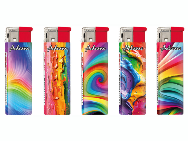 Elektrofeuerzeuge "COLORFUL RAINBOW", 5-fach sortiert, 50er Display