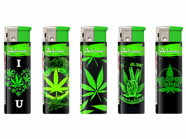 Elektrofeuerzeuge "WEED NEON", 5-fach sortiert, 50er Display