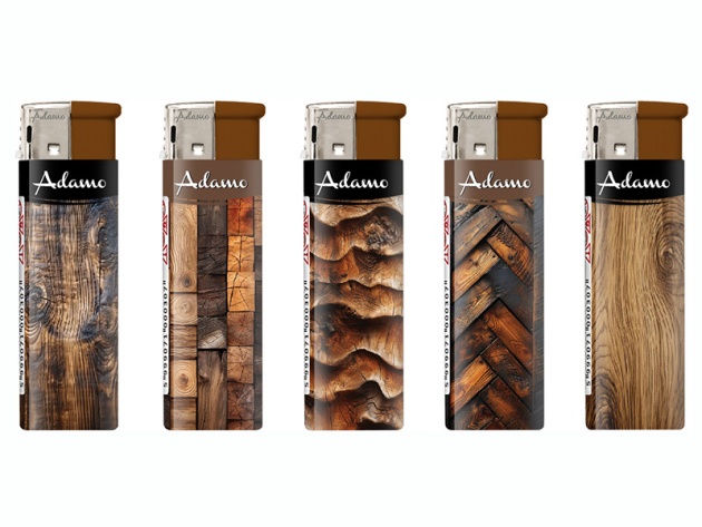 Elektrofeuerzeuge "WOOD", 5-fach sortiert, 50er Display