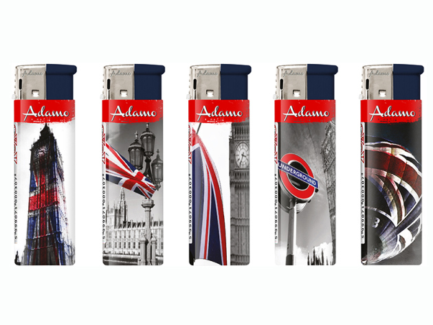 Elektrofeuerzeuge "LONDON", 5-fach sortiert, 50er Display