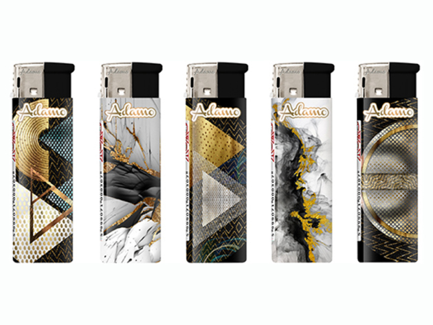 Elektrofeuerzeuge "ABSTRACT GOLD", 5-fach sortiert, 50er Display