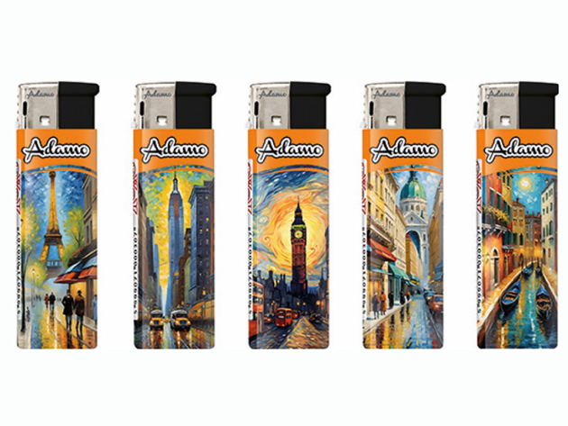 Elektrofeuerzeuge "CITY PAINT", 5-fach sortiert, 50er Display