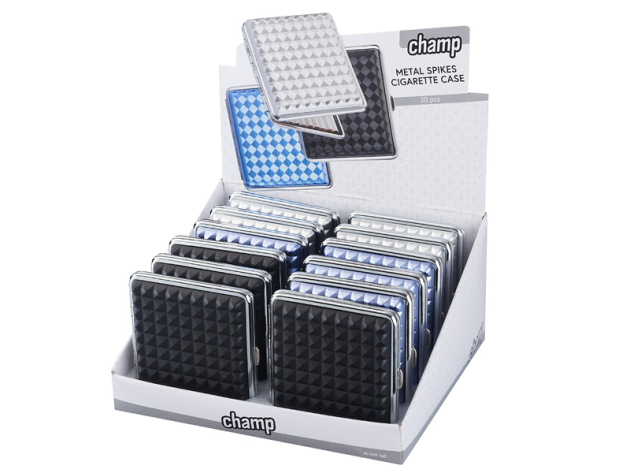 Zigarettenetuis "Metall Spikes", für 20 Zig., mit Spange, 12er Display