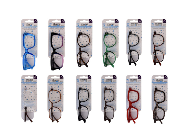 Lesebrillen, +3,5, versch. Farben und Modelle, 12er Display