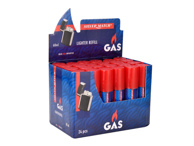 Feuerzeuggas "Silver Match" 16ml, 24er Display