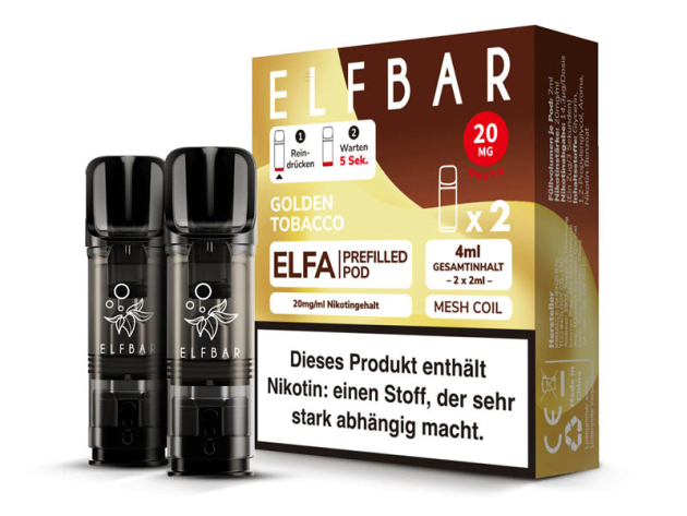 ELFBAR ELFA Prefilled Pod - Golden Tobacco (Tabak) - 20mg - 2er Set