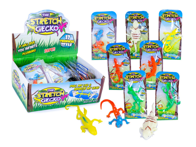 Stretch Gecko auf Karte, 6x13 cm, 9-fach sortiert 36er Display