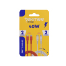 Tekmee Ladekabel-Set, 1m; Type-C auf Type-C, 40W, rot und...