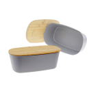 Brotkasten grau mit Holzdeckel aus Buchenholz, 35 x 20...