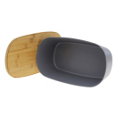 Brotkasten grau mit Holzdeckel aus Buchenholz, 35 x 20...
