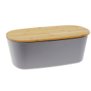 Brotkasten grau mit Holzdeckel aus Buchenholz, 35 x 20 x12 cm; UVP: 24,95 Euro