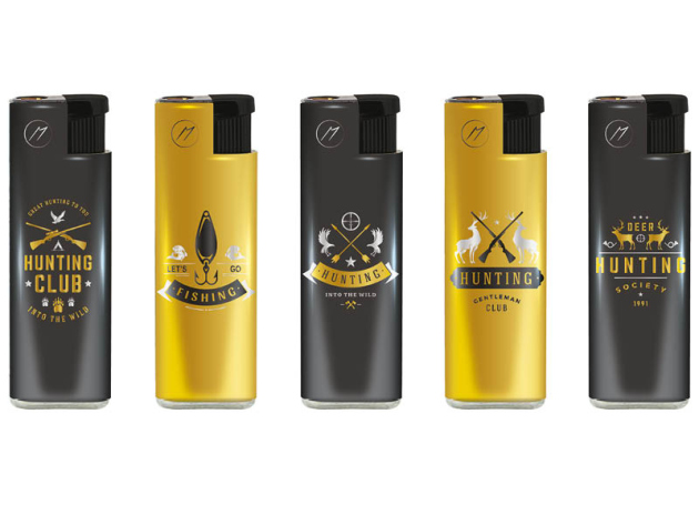 Sturmfeuerzeuge "Hunting" Metallhülle und Logo, 25er Display