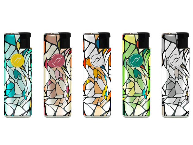 Sturmfeuerzeuge "Mozaic" Metallhülle und Logo, 25er Display