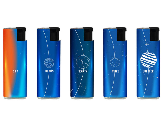 Sturmfeuerzeuge "Solar System" Metallhülle und Logo, 25er Display