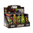 Sturmfeuerzeuge "Neon Rasta Cannabis" Metallhülle und Logo, 25er Display