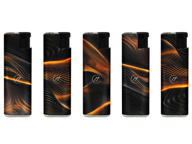 Sturmfeuerzeuge "Orange Waves" Metallhülle und Logo, 25er Display