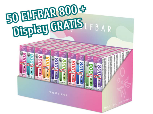 Aktion 50x ELFBAR 800  mit Nikotin + Display GRATIS