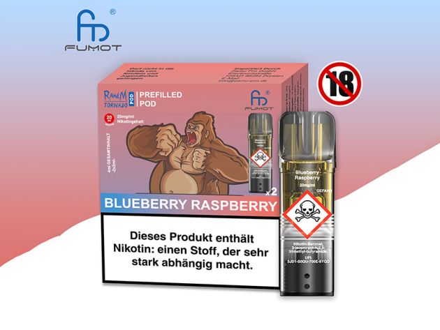 RandM Tornado Prefilled Pod - Blueberry Raspberry (Blaubeer, Himbeere) - 20mg - 2er Set