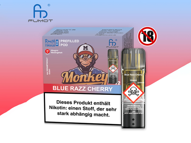 RandM Tornado Prefilled Pod - Blue Razz Cherry (Himbeere, Blaubeere, Kirsche) - 20mg - 2er Set