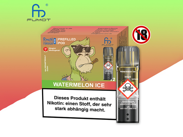RandM Tornado Prefilled Pod - Watermelon Ice (Wassermelone, Eis) - 20mg - 2er Set