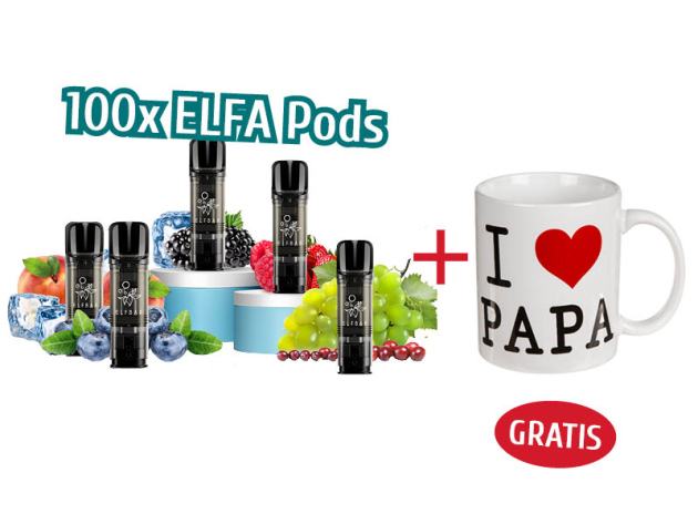 2# Aktion 100x ELFBAR ELFA Pods (2er Set) mit Nikotin +  Becher "I love Papa" GRATIS