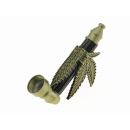 Handpfeifen-Set "Hanfblatt" mit Grinder, Pfeife, Siebe, Drehunterlage in einem Etui