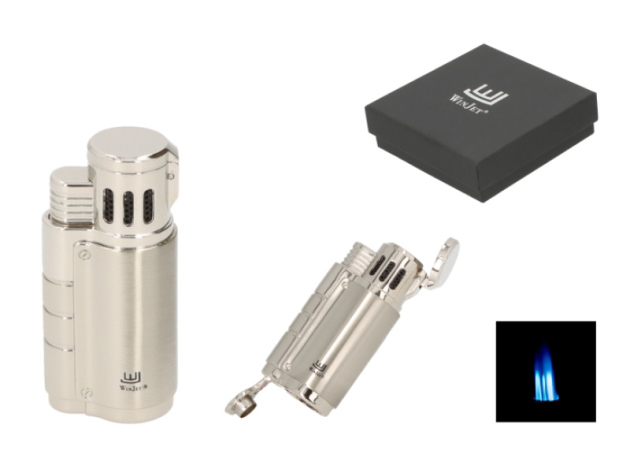 Zigarrenfeuerzeug "Winjet" chrom, 3er Jet-Flame, mit Bohrer