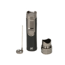 Zigarrenfeuerzeug "Winjet" schwarz crackle/anthrazit, 3xJet-Flame, Bohrer, Dorn, Zigarrenablage