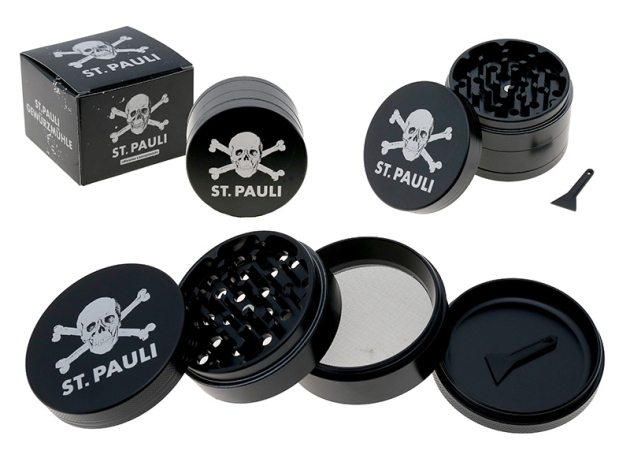 Grinder "St. Pauli" Metal, 4-tlg.; Ø 5,7 cm; black- Exklusiv