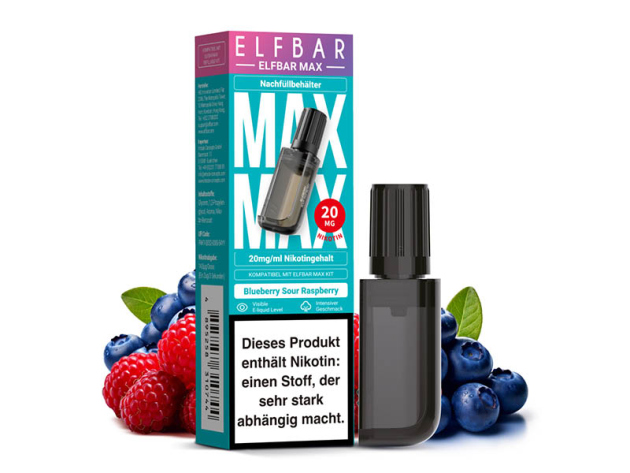 ELFBAR Max Pod - Blueberry Sour Raspberry (Blaubeere, Himbeere, Sauer) - E-Shisha - 20mg