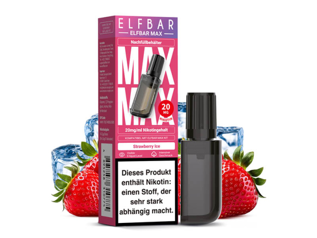 ELFBAR Max Pod - Strawberry Ice (Erdbeere, Eis)- E-Shisha - 20mg