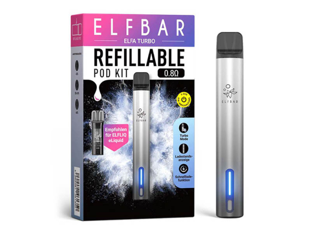 Aktion 10 x ELFA Turbo Kit aurora black + ELFBAR ELFA Refillables Pod; Turbo 0,8 Ohm - 2er Set GRATIS