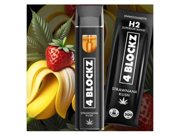 4 Blockz H2 Superior - Strawnana Kush (Erdbeere. Banane) - E-Shisha - 1 ml - H2 95 %
