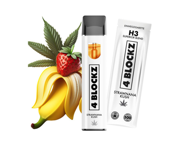 4 Blockz H3 Superior - Strawnana Kush (Erdbeere, Banane) - E-Shisha - 1 ml - H3 95 %