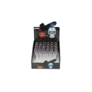 Glaspfeife "Super Heroes" transp., Metallkopf Rainbow, 9,5cm, 24er Display