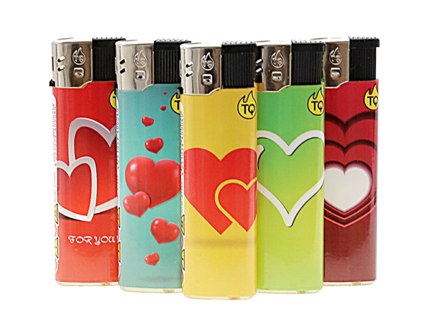 Elektrofeuerzeuge "HEART FOR YOU", 5-fach sortiert; 50er Display