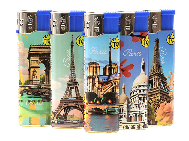 Elektrofeuerzeuge "PARIS PARIS", 5-fach sortiert; 50er Display