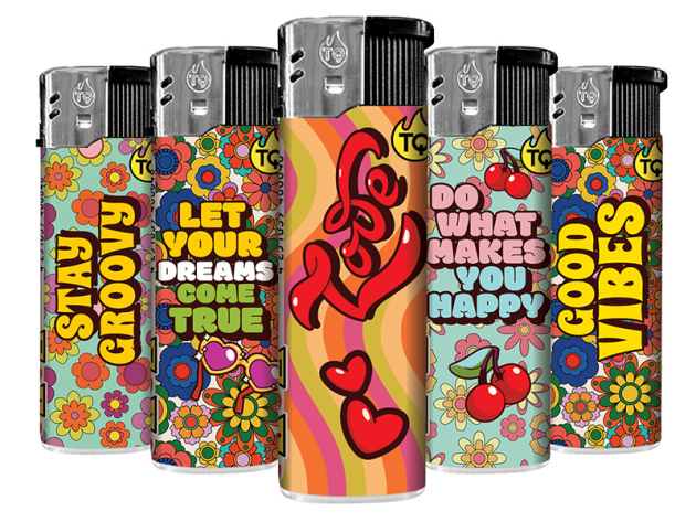 Elektrofeuerzeuge "GROOVY", 5-fach sortiert; 50er Display