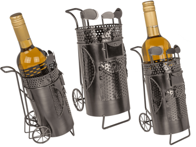 Metall-Flaschenhalter "Golftasche"; Maße 13 x 10 x 25 cm; UVP: 29,99 Euro
