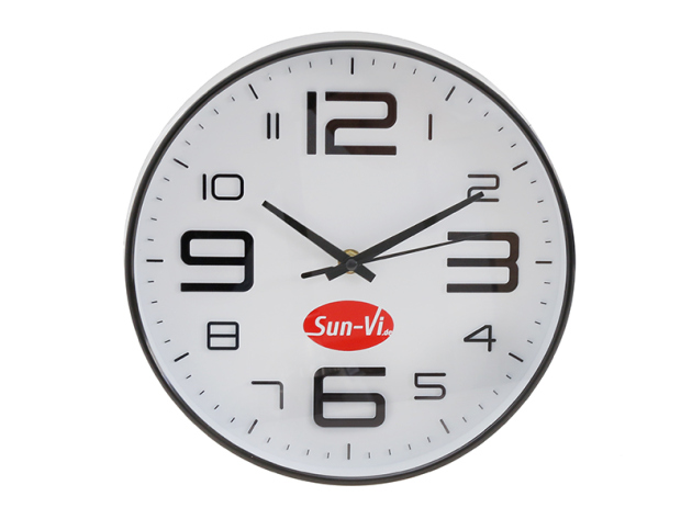 Wanduhr "SunVi";  Ø 24 cm; schwarz; mit Ziffern