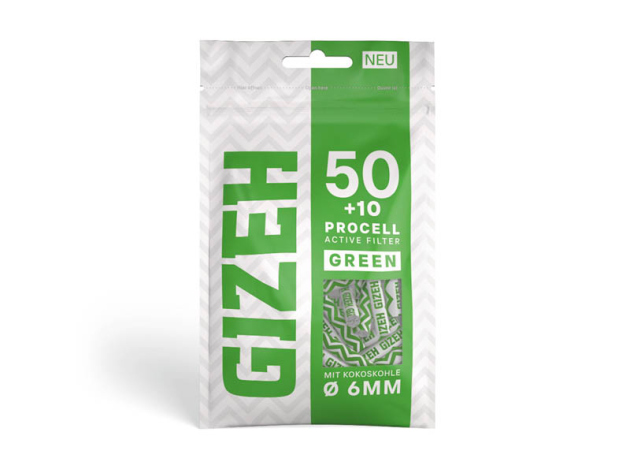 Gizeh Active Filter Green 6mm, 50 + 10 Procell Active Filter