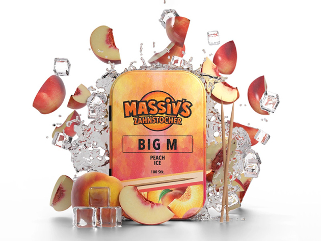 MASSIVS Zahnstocher BIG M - Pfirsich Ice - 100er Pack