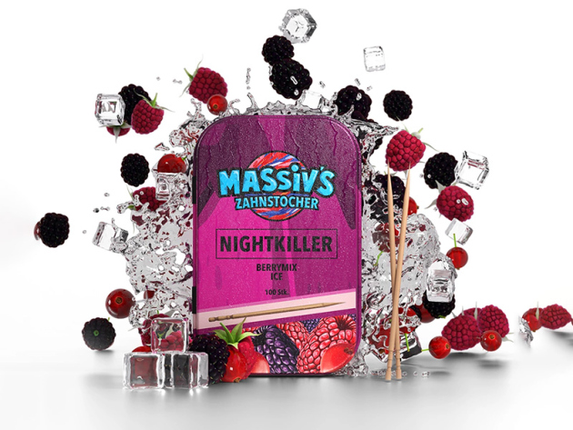 MASSIVS Zahnstocher Nightkiller - Berrymix Ice - 100er Pack