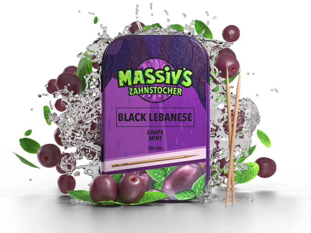 MASSIVS Zahnstocher Black Lebanese - Grape Mint - 100er Pack