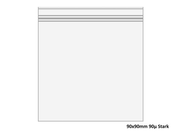 Polybeutel wiederverschließbar, 90x90 mm, Dicke 90 mµ, 1000er Packung