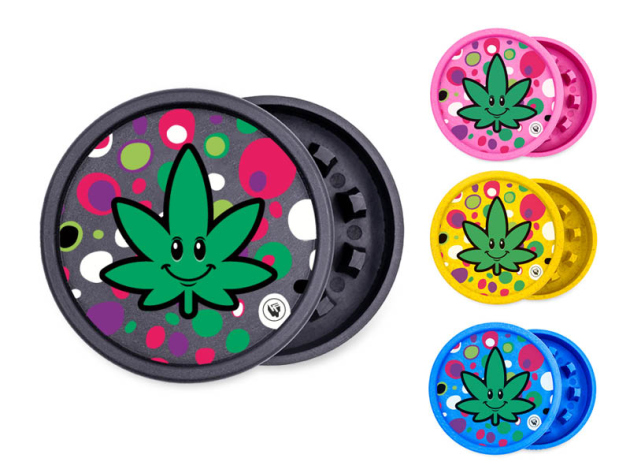 Grinder "Happy Leaf" 4-fach sortiert; 2-tlg.; Ø 55 mm, einzeln