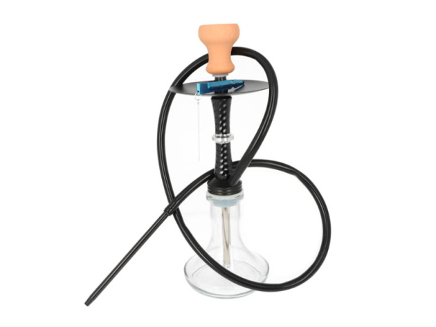 Shisha "Super Heroes", transparent/schwarz, ca. 47 cm, 1 Schlauch