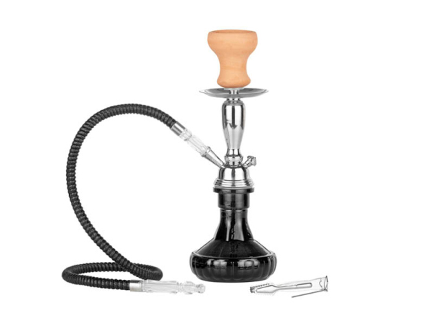 Shisha "Super Heroes", silber/schwarz, ca. 34 cm, 1 Schlauch