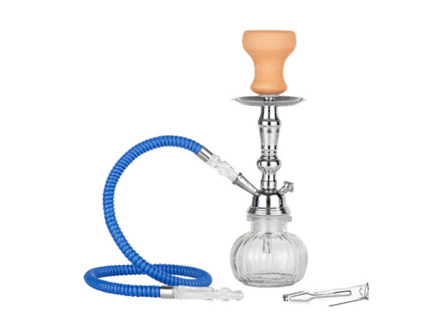 Shisha "Super Heroes", silber/transparent/blau, ca. 32 cm, 1 Schlauch